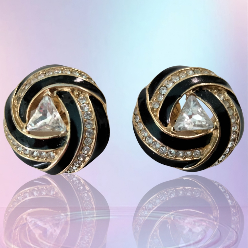 Elegant Black and Gold Earrings